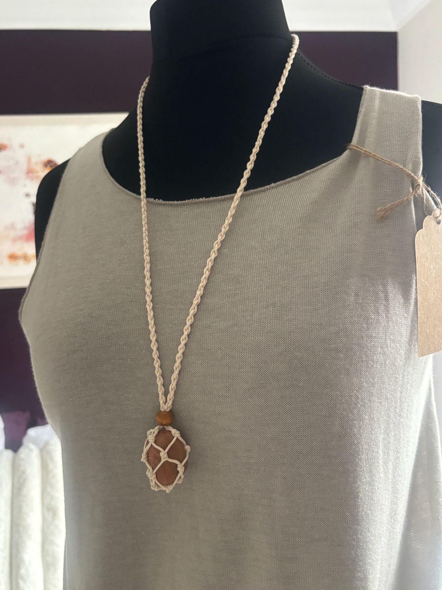 Macrame & Gemstone Necklace