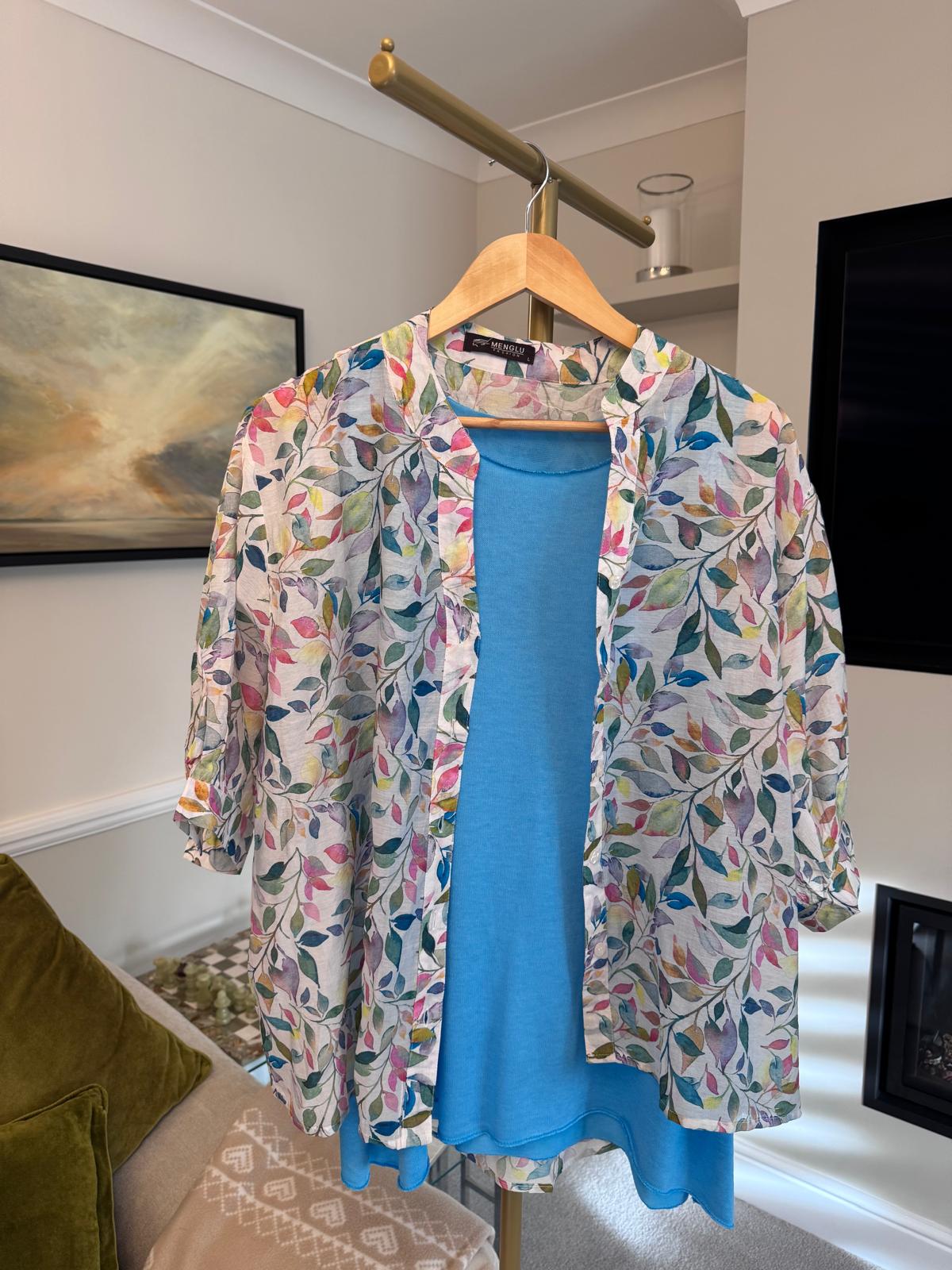Patterned Shirt - Multi Coloured Leaf