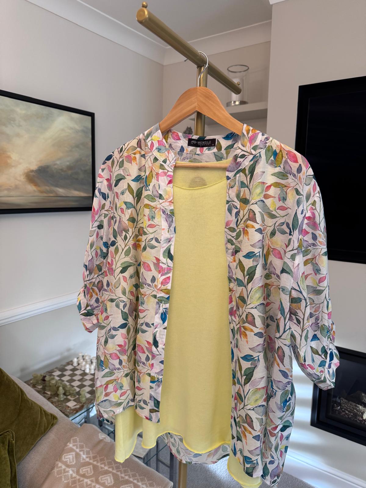 Patterned Shirt - Multi Coloured Leaf